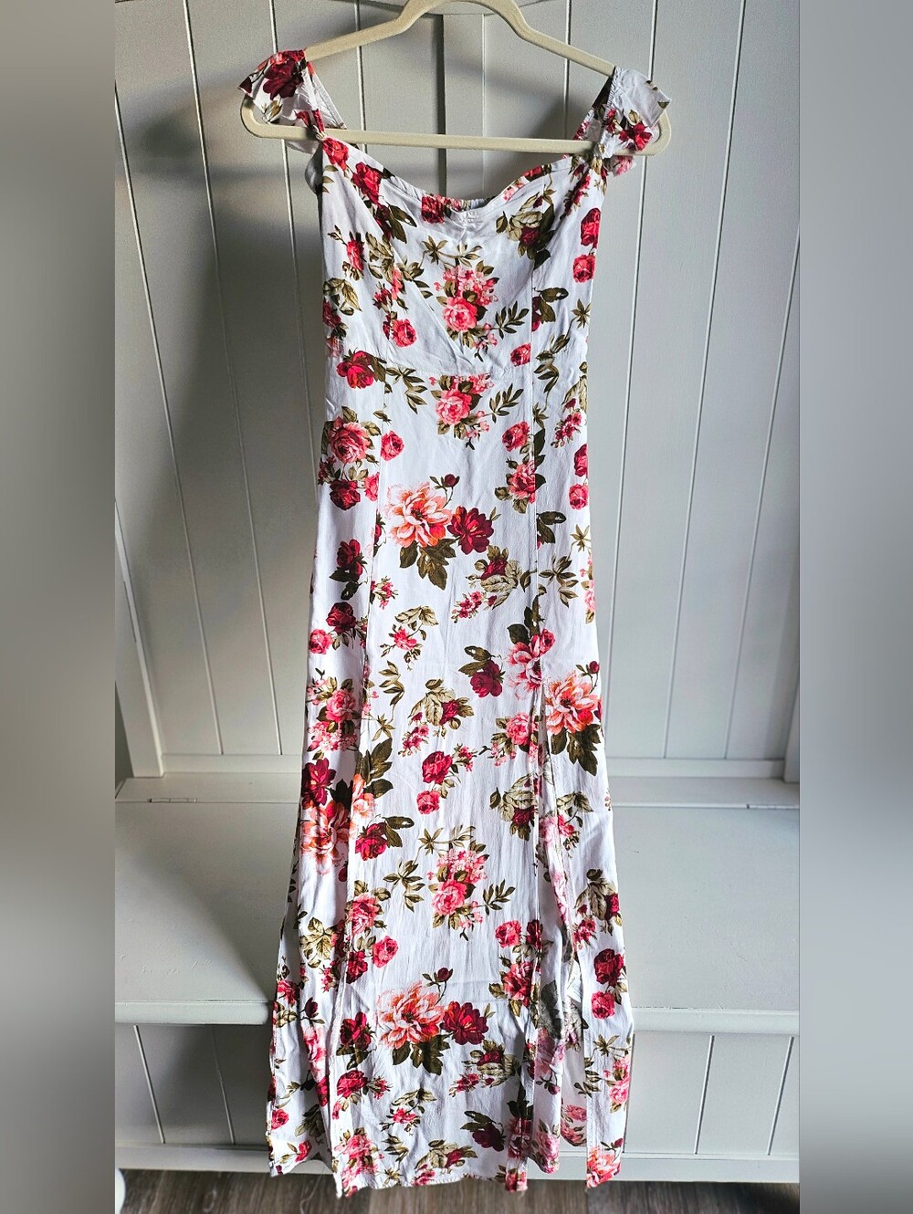 Papaya Off The Shoulder Floral Maxi Dress